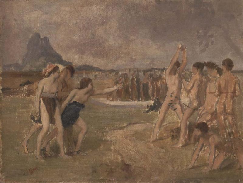 Edgar Degas Study for Young Spartans Exercising oil painting image